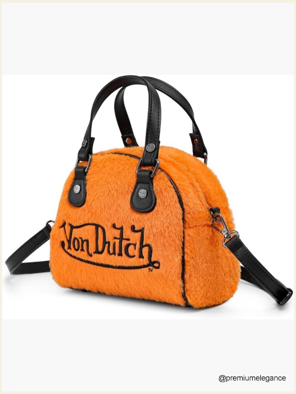 Faux Fur Bowling Bag with Adjustable Strap - Spacious Top Handle Handbag